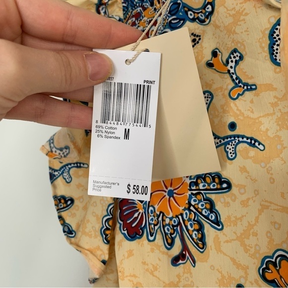 Elie Tahari Floral Ruffle Sleeve Blouse - Cream and Navy - Picture 6 of 11